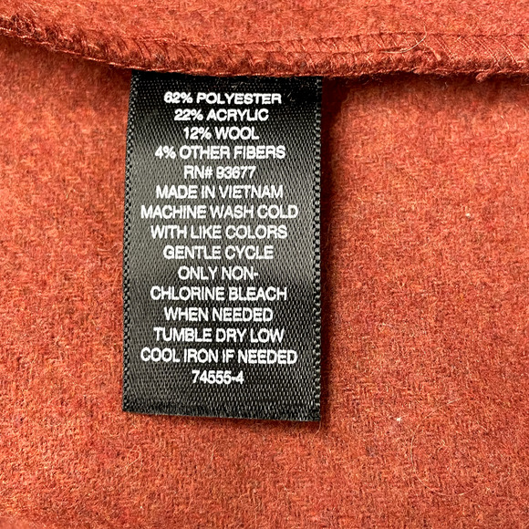 Worthington Wool Blend Spiced Apple Orange Belted Wrap Coatigan Cardigan XS - Picture 6 of 7